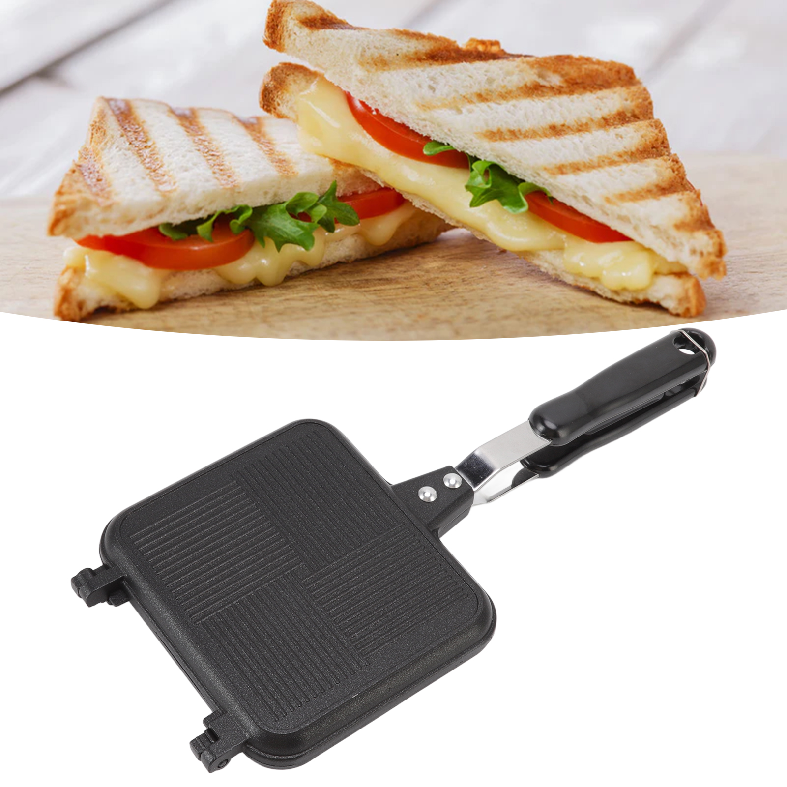 Crepe Maker Non Stick - Double-Sided Non-Stick Sandwich Maker Iron Bread