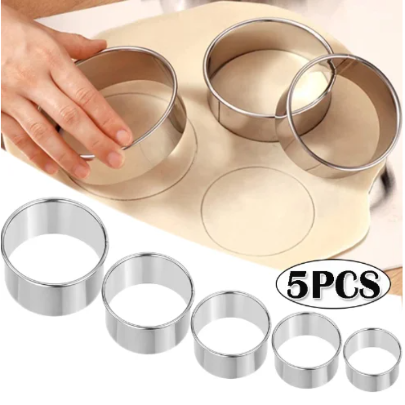 Kitchen Appliances Baking - 5PCS Round Stainless Steel Biscuit Mold