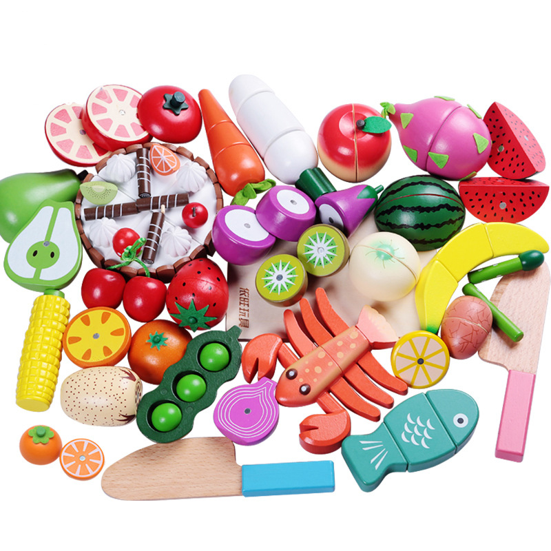 1PCS Wooden Toy Magnetic Cutti - Kitchen Appliances Kids ulasan dan harga