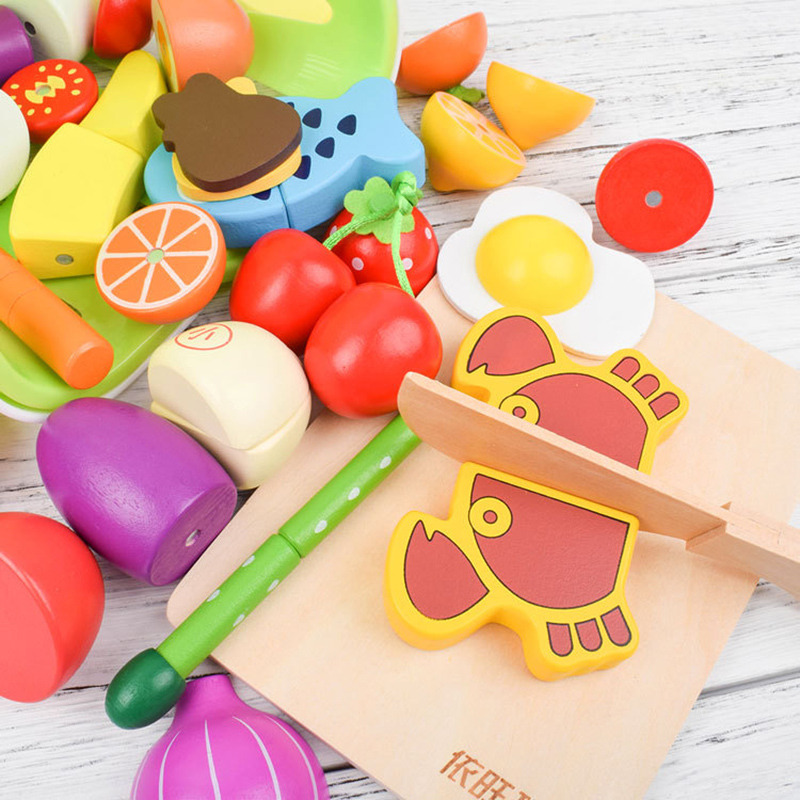 1PCS Wooden Toy Magnetic Cutti - Kitchen Appliances Kids ulasan dan harga