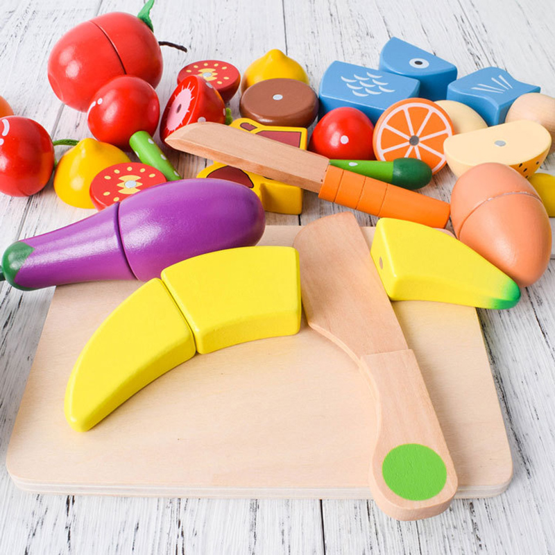 1PCS Wooden Toy Magnetic Cutti - Kitchen Appliances Kids ulasan dan harga