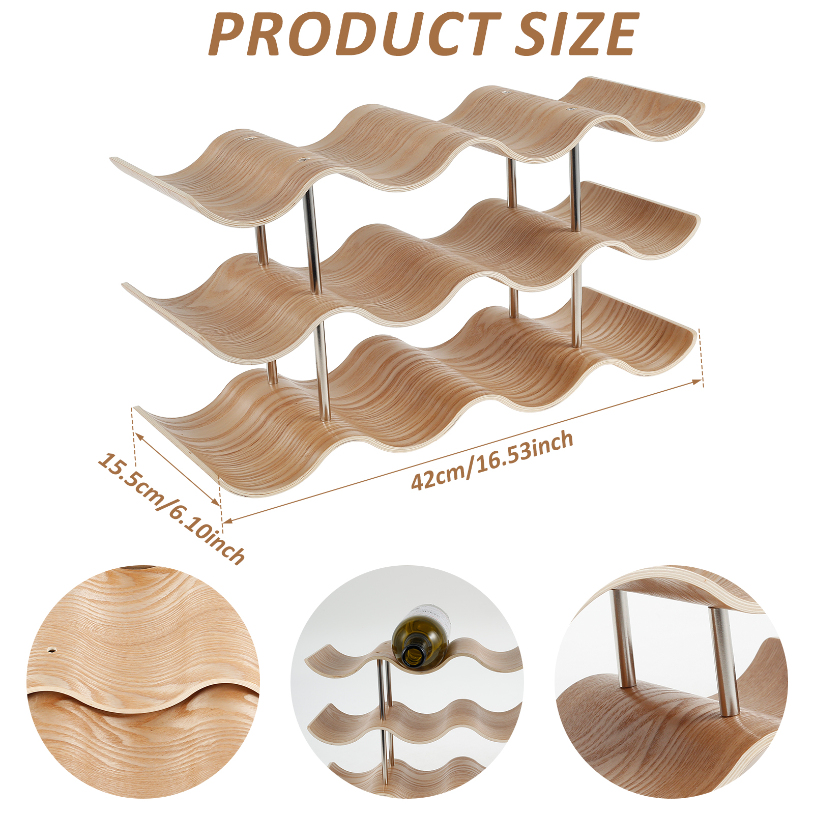 2/3-Tier Wooden Wine Rack Wavy - Kitchen Appliances Shelves ulasan dan harga