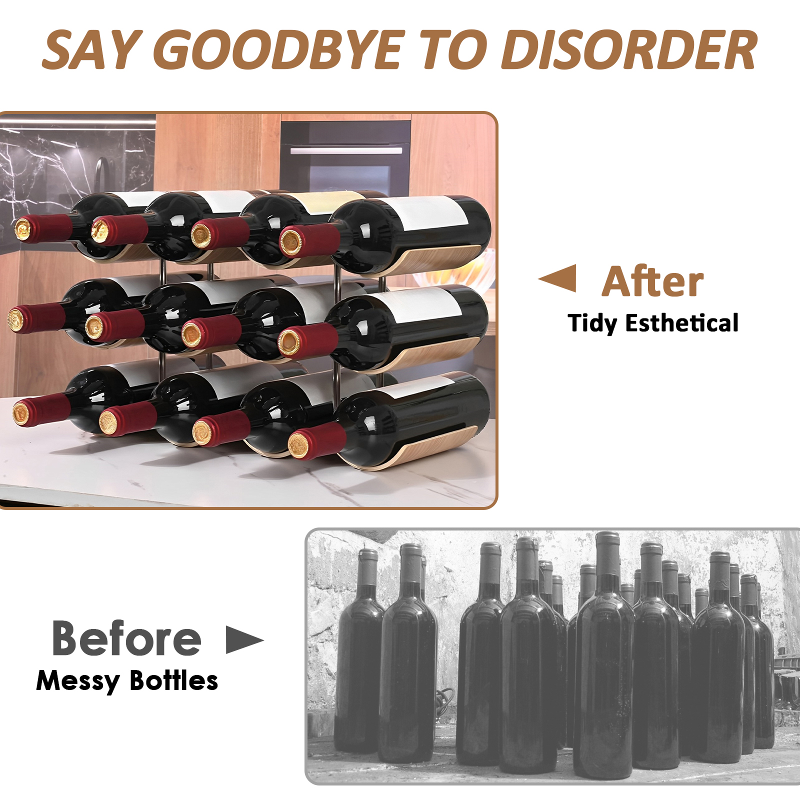 2/3-Tier Wooden Wine Rack Wavy - Kitchen Appliances Shelves ulasan dan harga