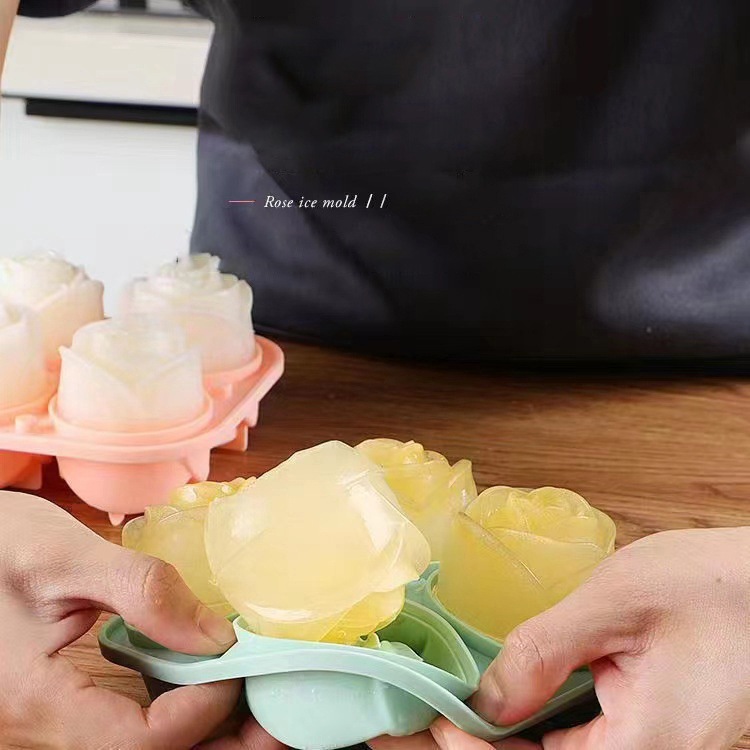 3D Rose Ice Molds 4 Holes Ice  - Kitchen Appliances Shelves ulasan dan harga