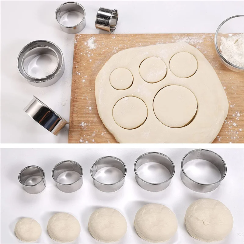 5PCS Round Stainless Steel Bis - Kitchen Appliances Baking ulasan dan harga