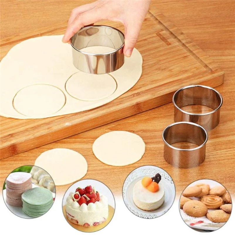 5PCS Round Stainless Steel Bis - Kitchen Appliances Baking ulasan dan harga